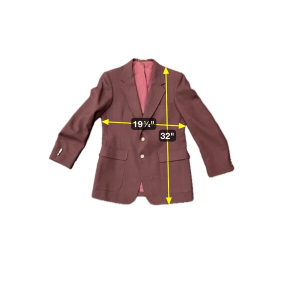 Vintage Arnie Mens Burgundy Blazer 40R Wool Blend Two Button Gold Accents - Picture 7 of 11